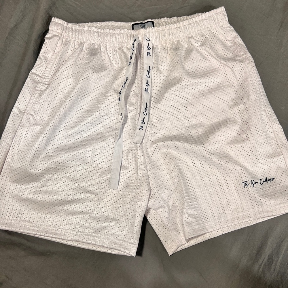 Til You Collapse White Athletic Shorts